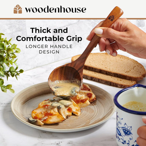 Woodenhouse teak ladle biodegradable and eco-friendly kitchen tool.