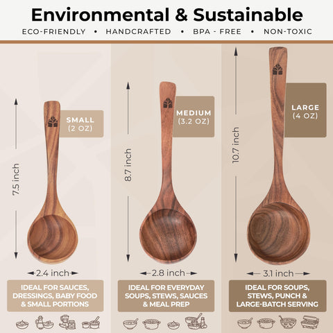 Woodenhouse teak ladle small hook ideal for tasting and portions.