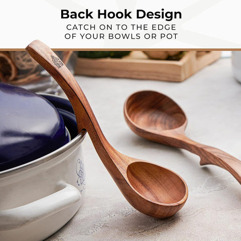 Woodenhouse teak ladle with smooth finish protects non-stick pans.