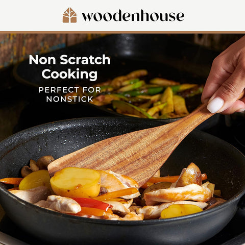Woodenhouse teak serving spoon versatile for soups and salads with control.