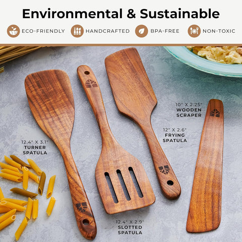 Woodenhouse teak spatula closeup grain highlights natural warmth