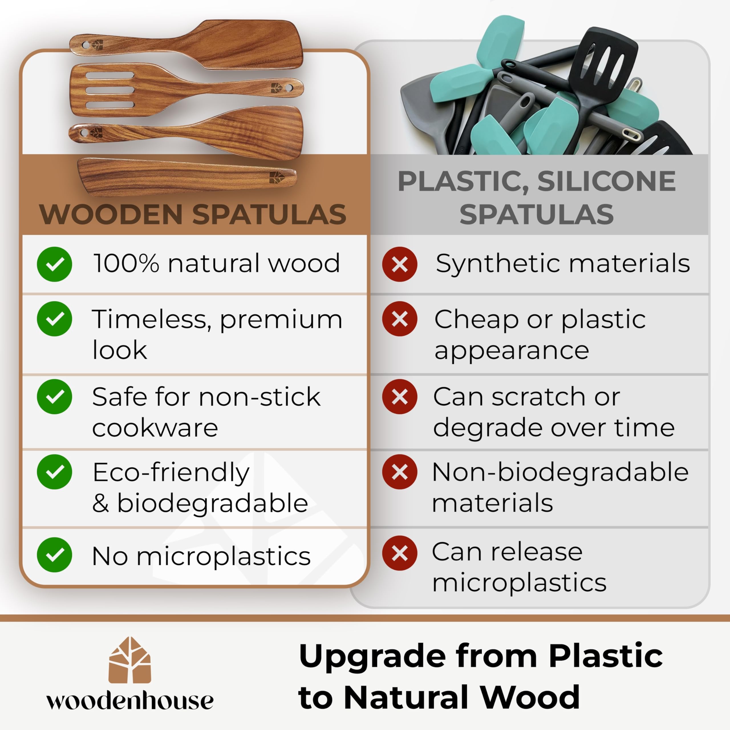 Woodenhouse teak spatula set wood scraper safely cleans stubborn bits