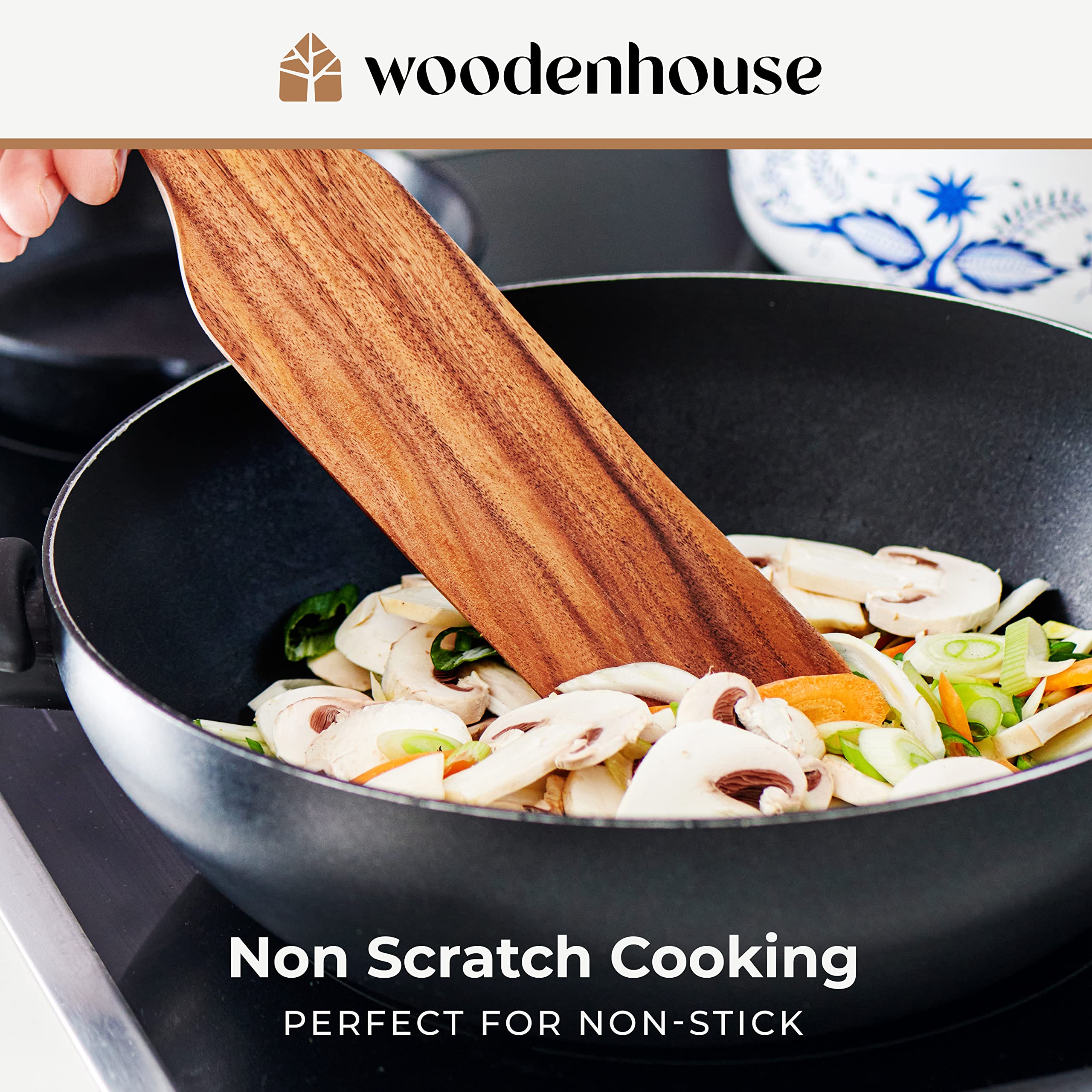Clear lacquer on Woodenhouse utensils preserves gloss and durability
