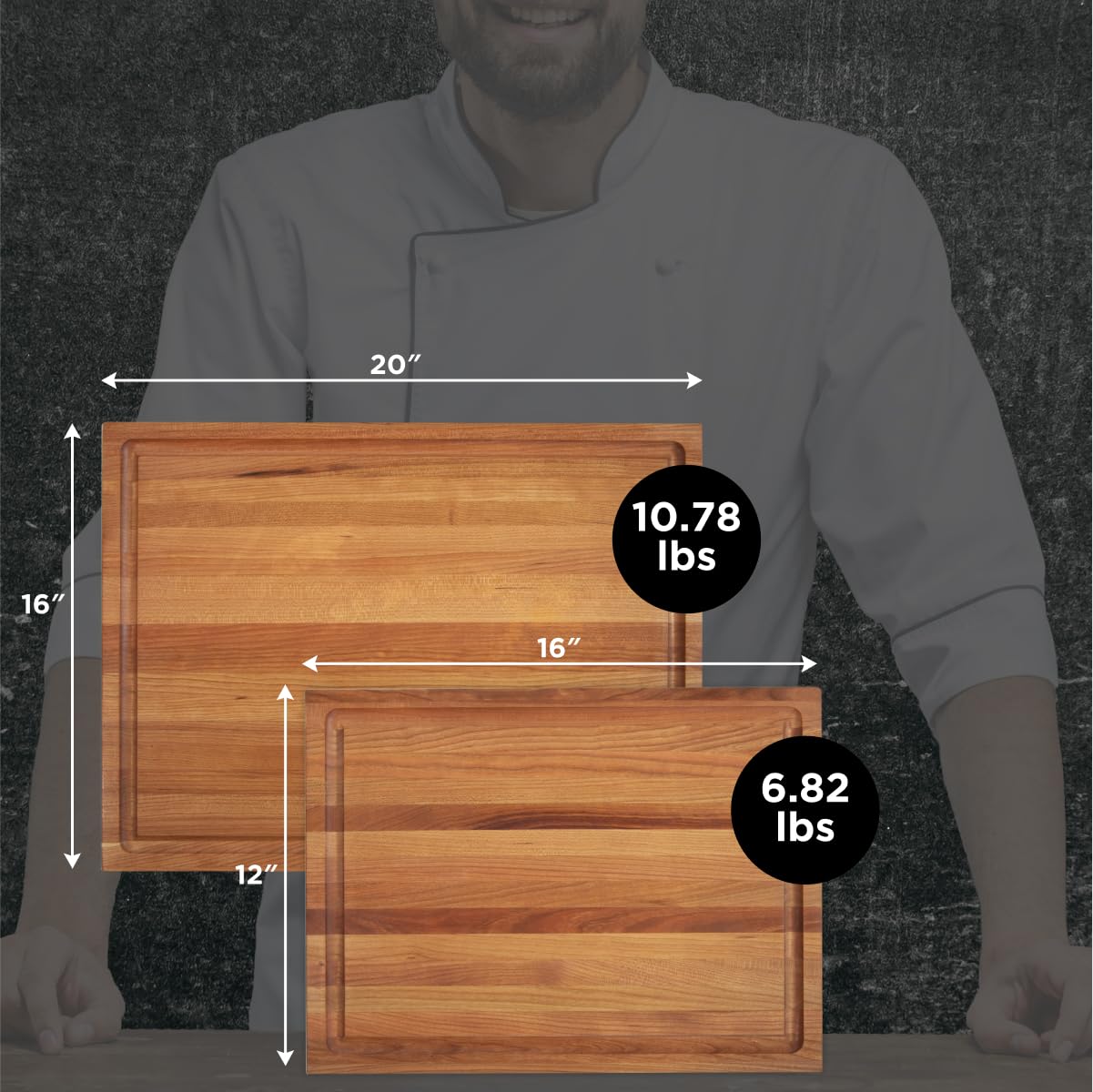 WoodForChef cherry board ideal for veggie or fruit prep on a durable surface.