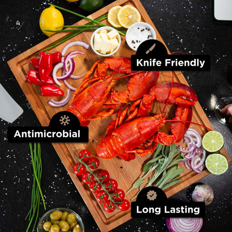 WoodForChef reversible cherry cutting board for dual-sided prep and serving options.