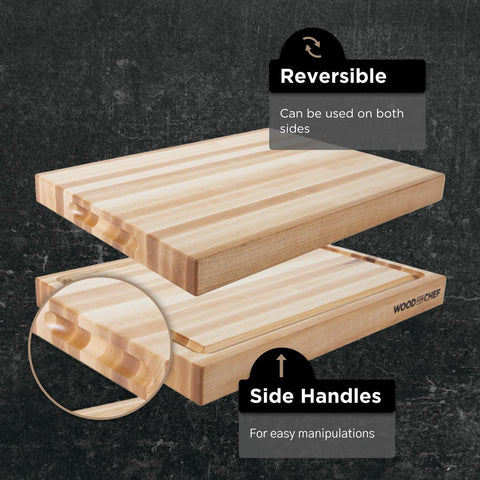 WoodForChef juice groove catches juices, keeping your counters clean.