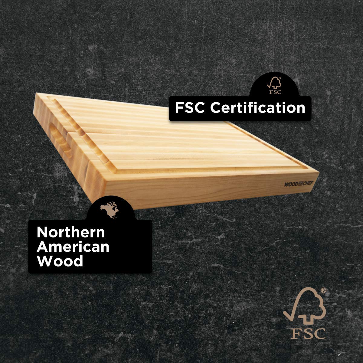 WoodForChef maple board serving board for cheese and charcuterie.