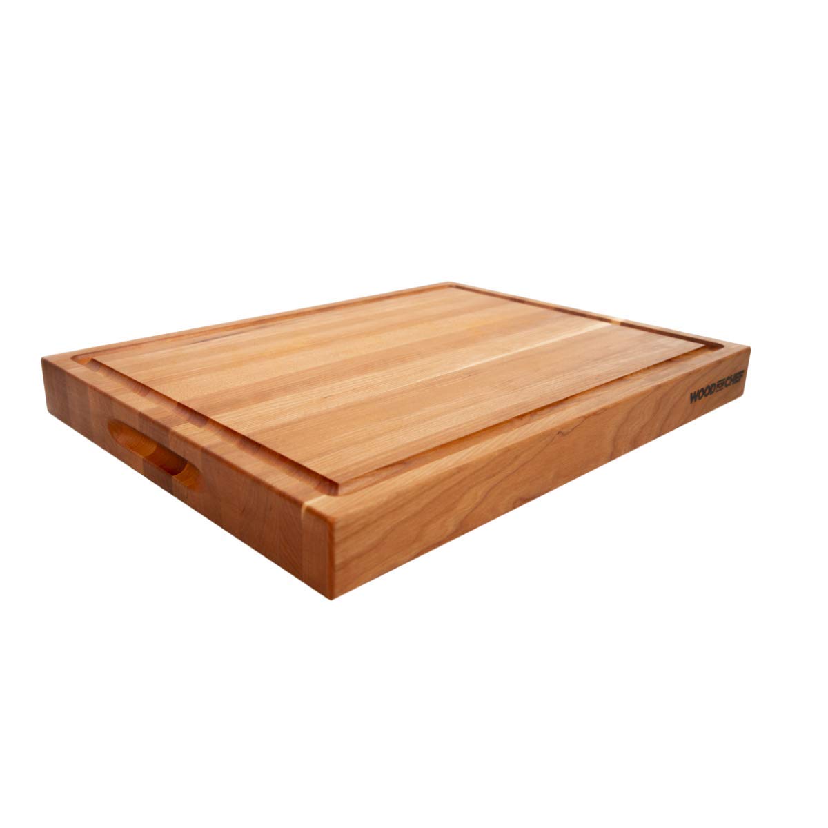 WoodForChef cherry cutting board with juice groove for easy meat and veg prep.
