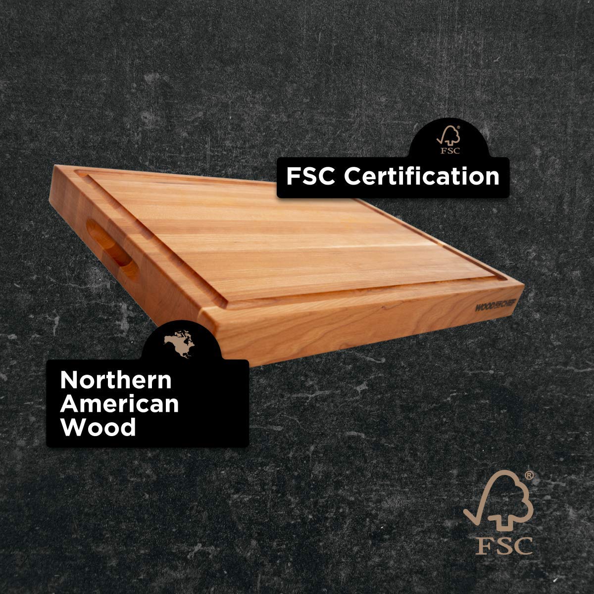 WoodForChef serving board doubles as a stylish charcuterie or cheese tray.