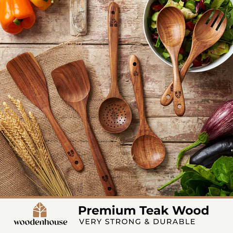 Woodenhouse teak wok spatula ideal for high-heat sautéing without scratching