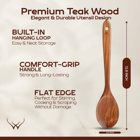 WOODLANDS USA teak spoon rest large surface protects counters