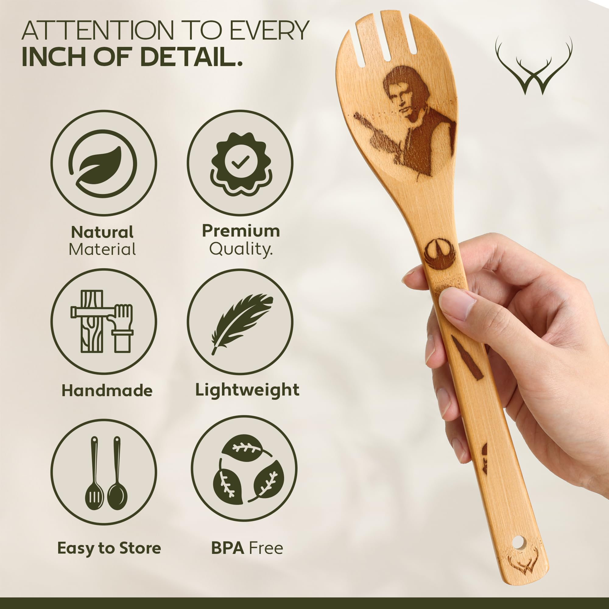Bamboo kitchen utensils by Woodlands USA showcasing eco-friendly craftsmanship