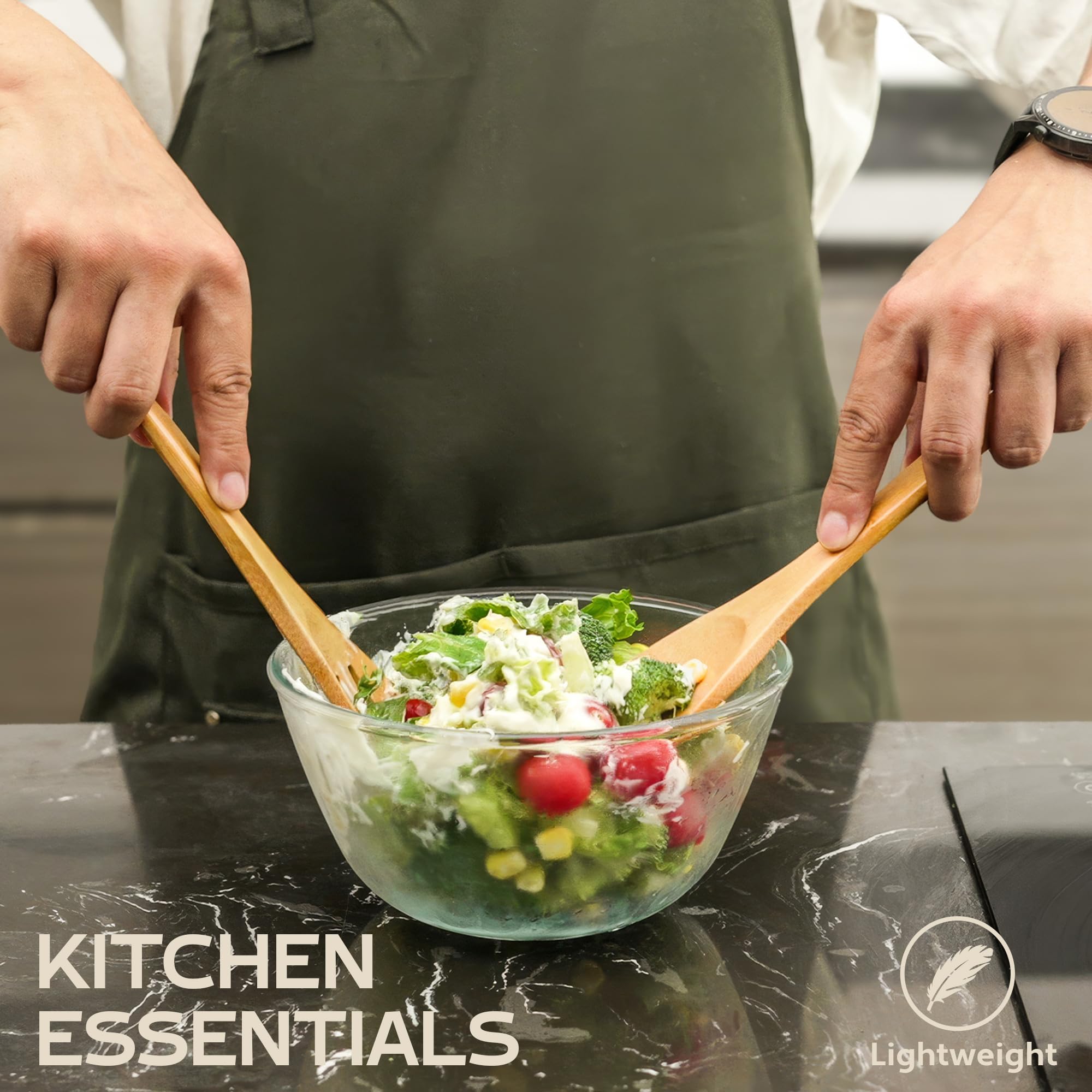 Easy-to-clean bamboo utensils from Woodlands USA in modern kitchen