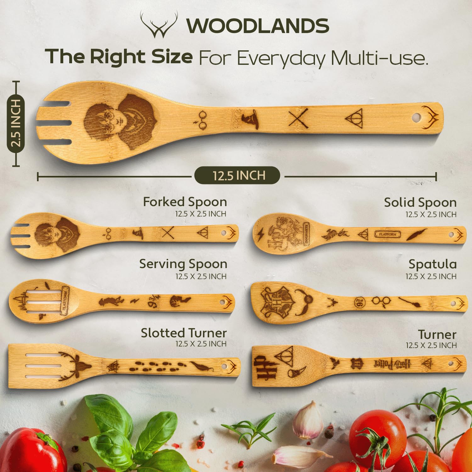 Woodlands USA heat-resistant utensils protect non-stick surfaces during sautéing and flipping