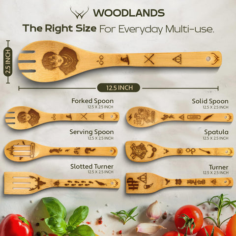 Woodlands USA heat-resistant utensils protect non-stick surfaces during sautéing and flipping