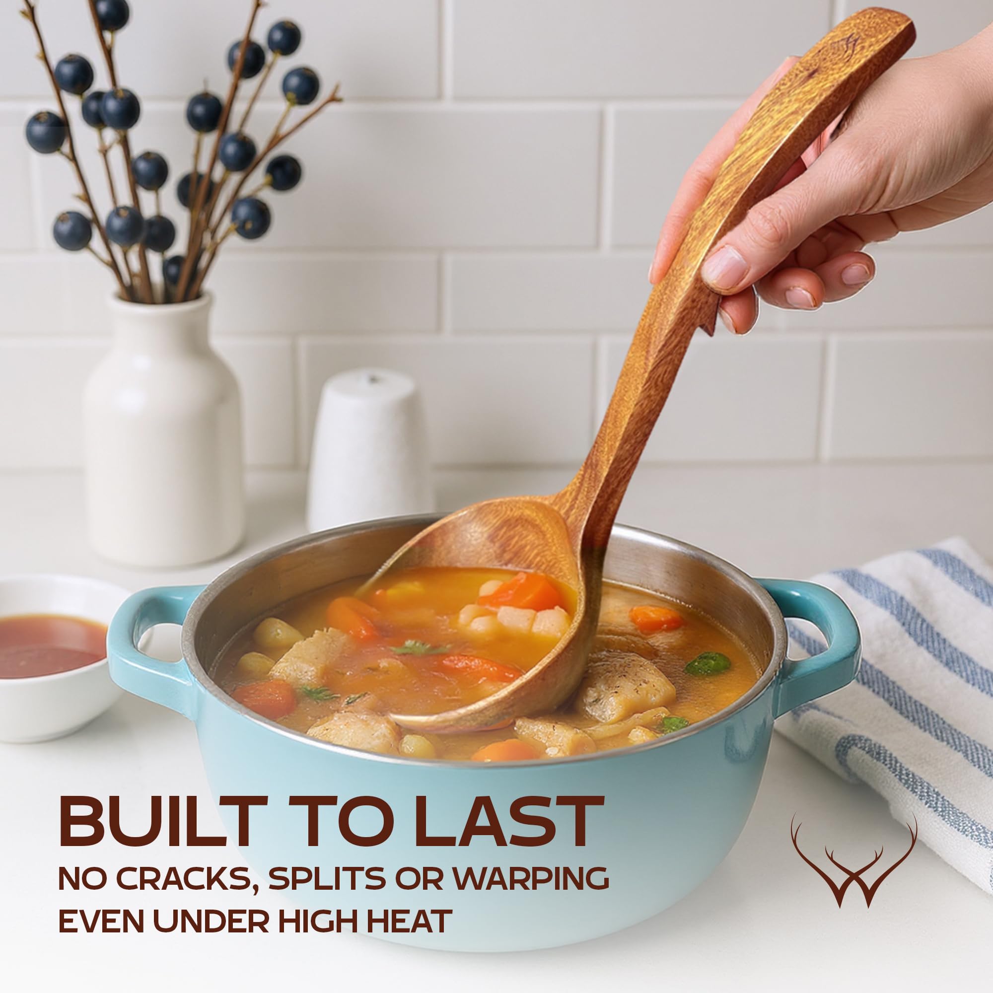 Woodlands USA teak ladle small-hook perfect for curries and portions.