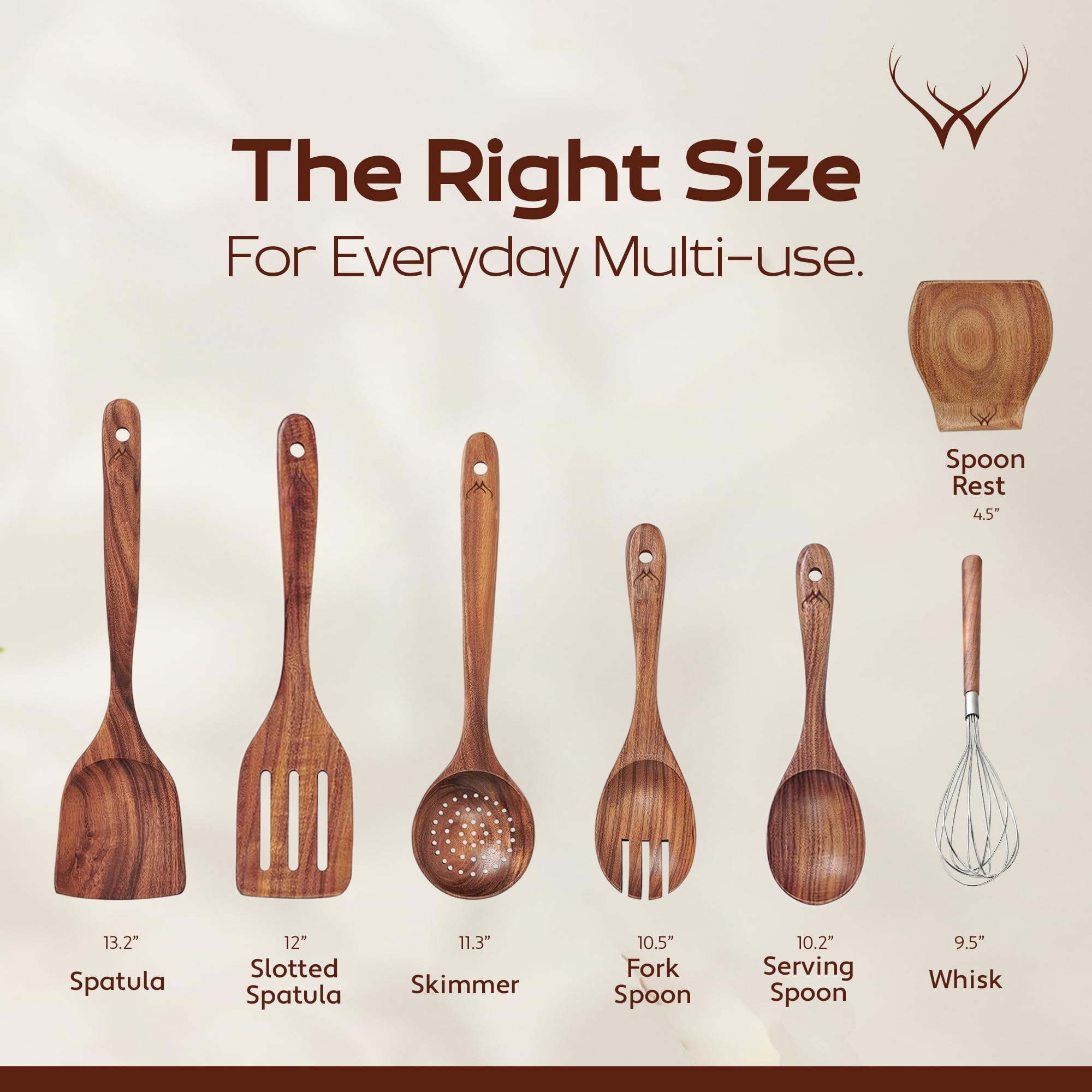Woodlands USA teak spatula in pan for gentle flipping