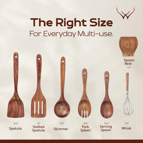 Woodlands USA teak spatula in pan for gentle flipping