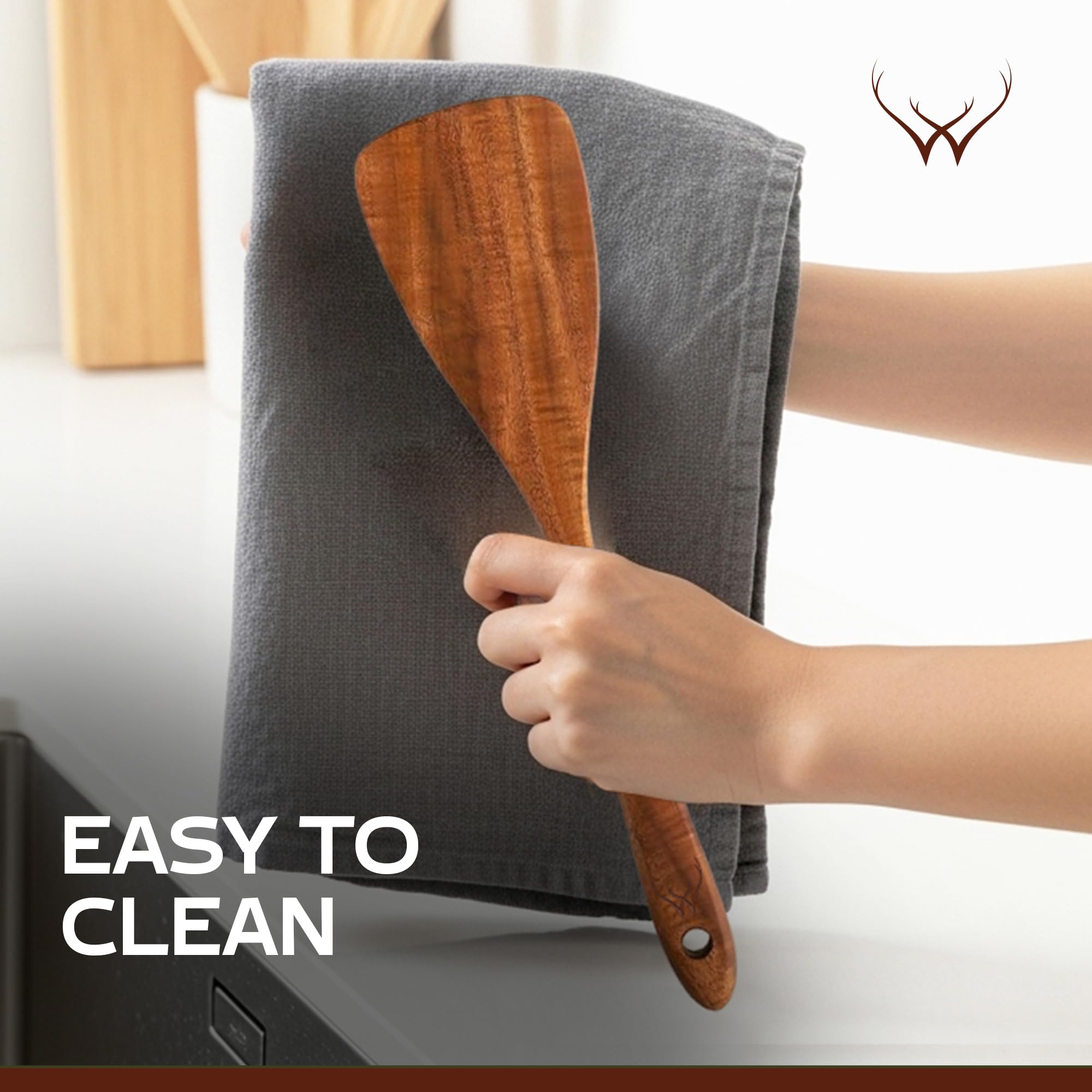 Woodlands USA teak spatulas arranged as a thoughtful gift idea for cooks