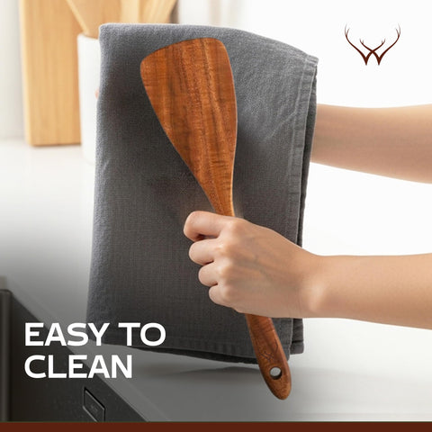 Woodlands USA teak spatulas arranged as a thoughtful gift idea for cooks