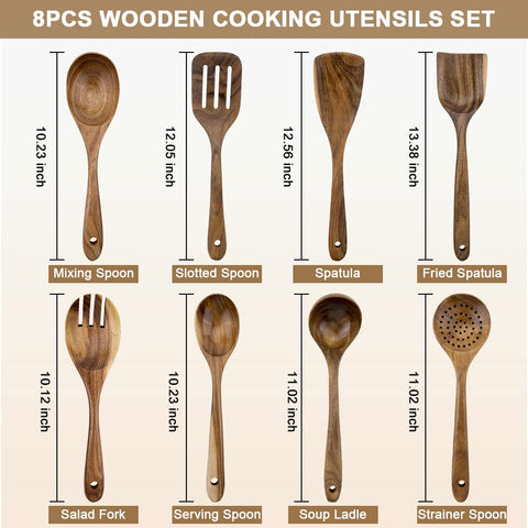 WOODme teak spatula shown for gentle stirring in nonstick pans