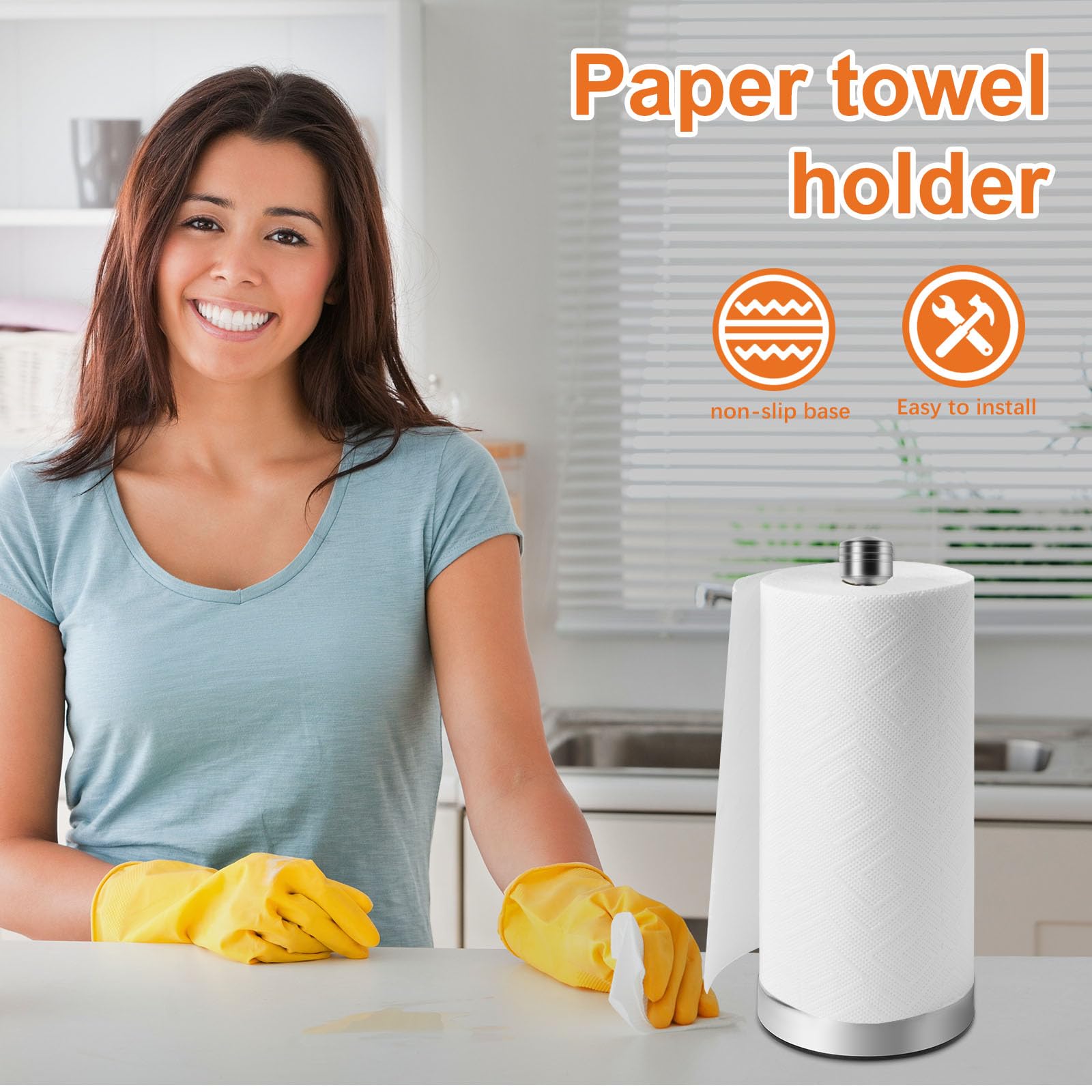 WOOFWANG GLOBAL paper towel holder, side view, fits all standard rolls.