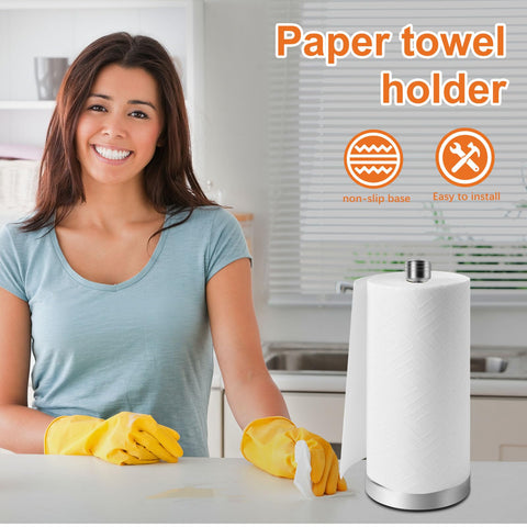 WOOFWANG GLOBAL paper towel holder, side view, fits all standard rolls.