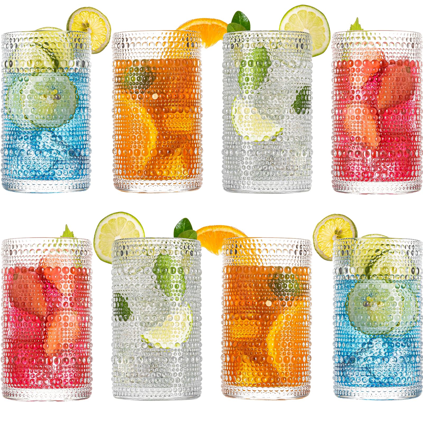 Wookgreat embossed highball glass 12oz for elegant cocktails and water.
