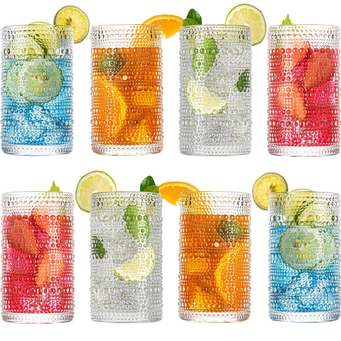 Wookgreat embossed highball glass 12oz for elegant cocktails and water.