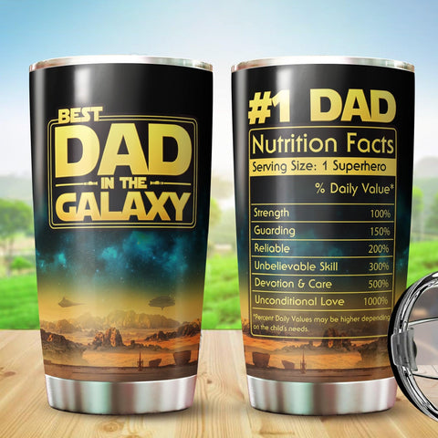 WOOKOO Dad Tumbler with clear sliding lid keeps spills contained.