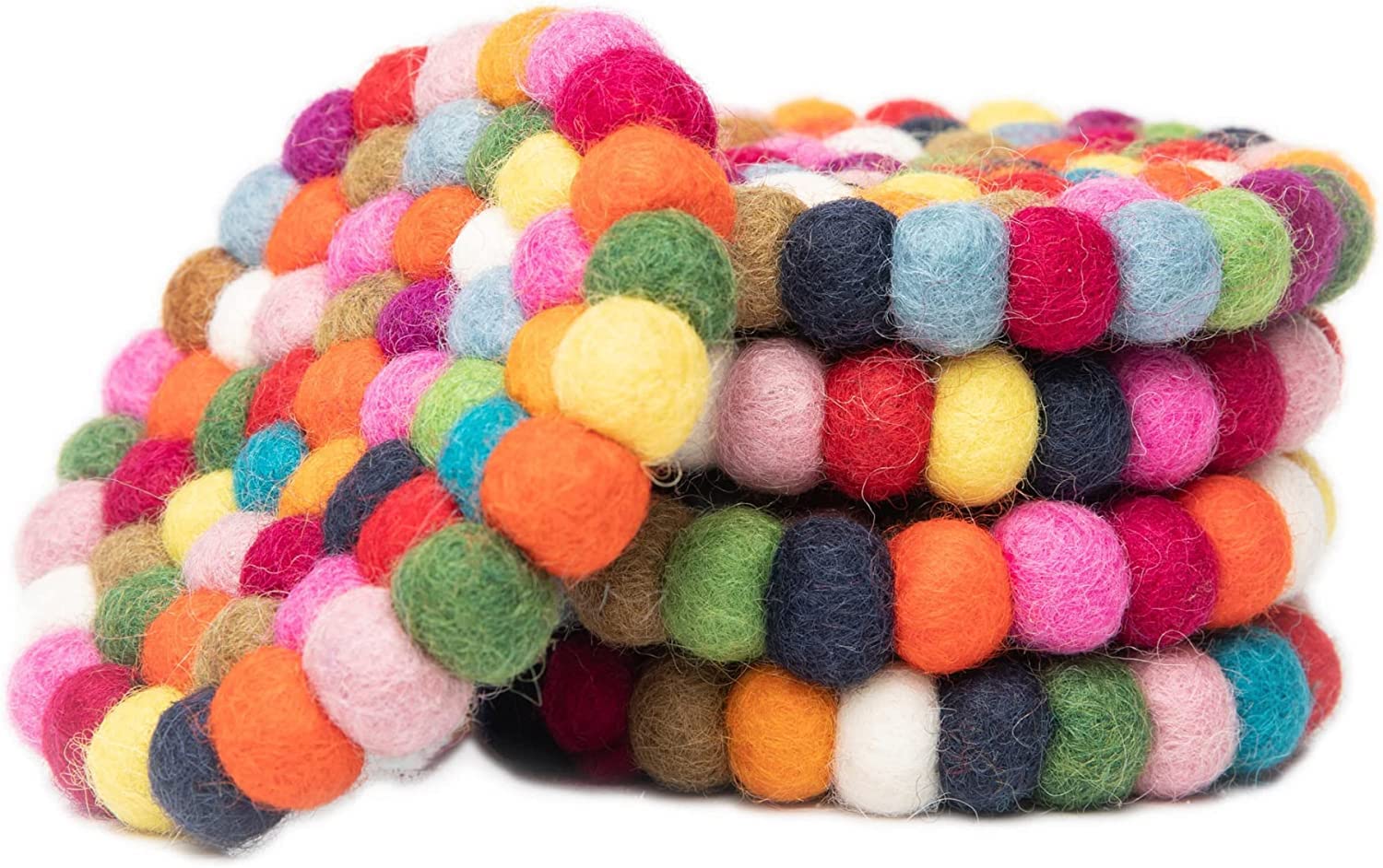 Woolygon coasters suitable for hot and cold drinks