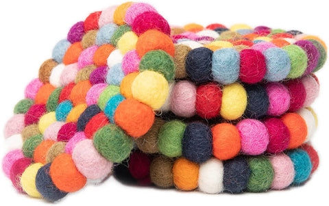 Woolygon coasters suitable for hot and cold drinks