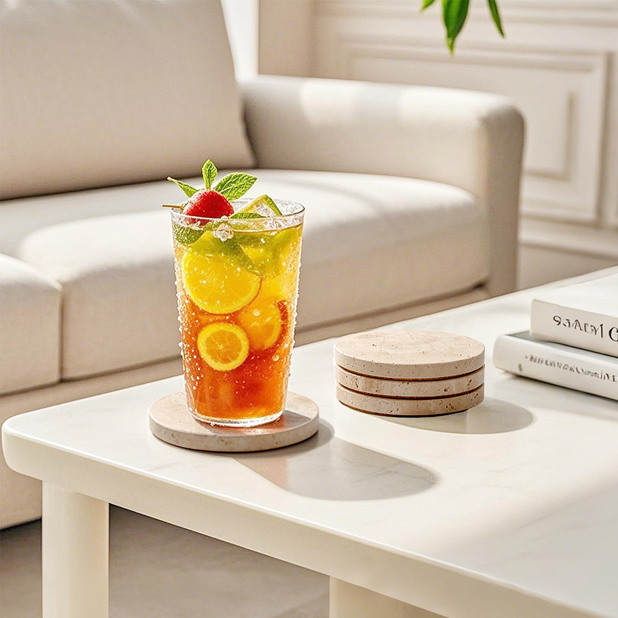 WORHE travertine coaster suitable as wedding or housewarming gift