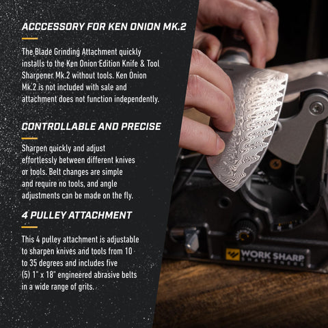 Work Sharp Blade Grinder Attachment knob-adjustment close-up illustrating precise angle control.