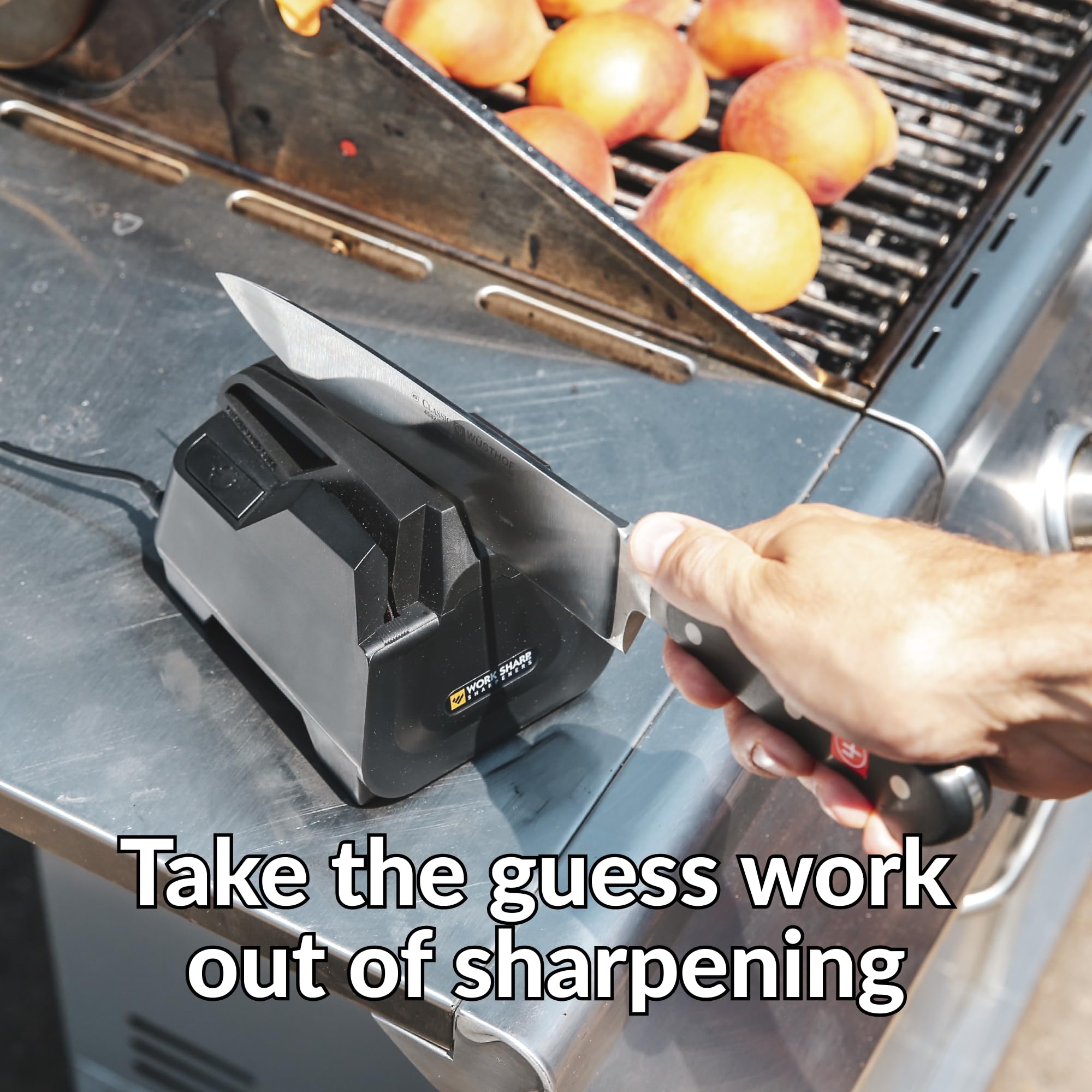 Work Sharp in-drawer design fits neatly in your kitchen drawer.