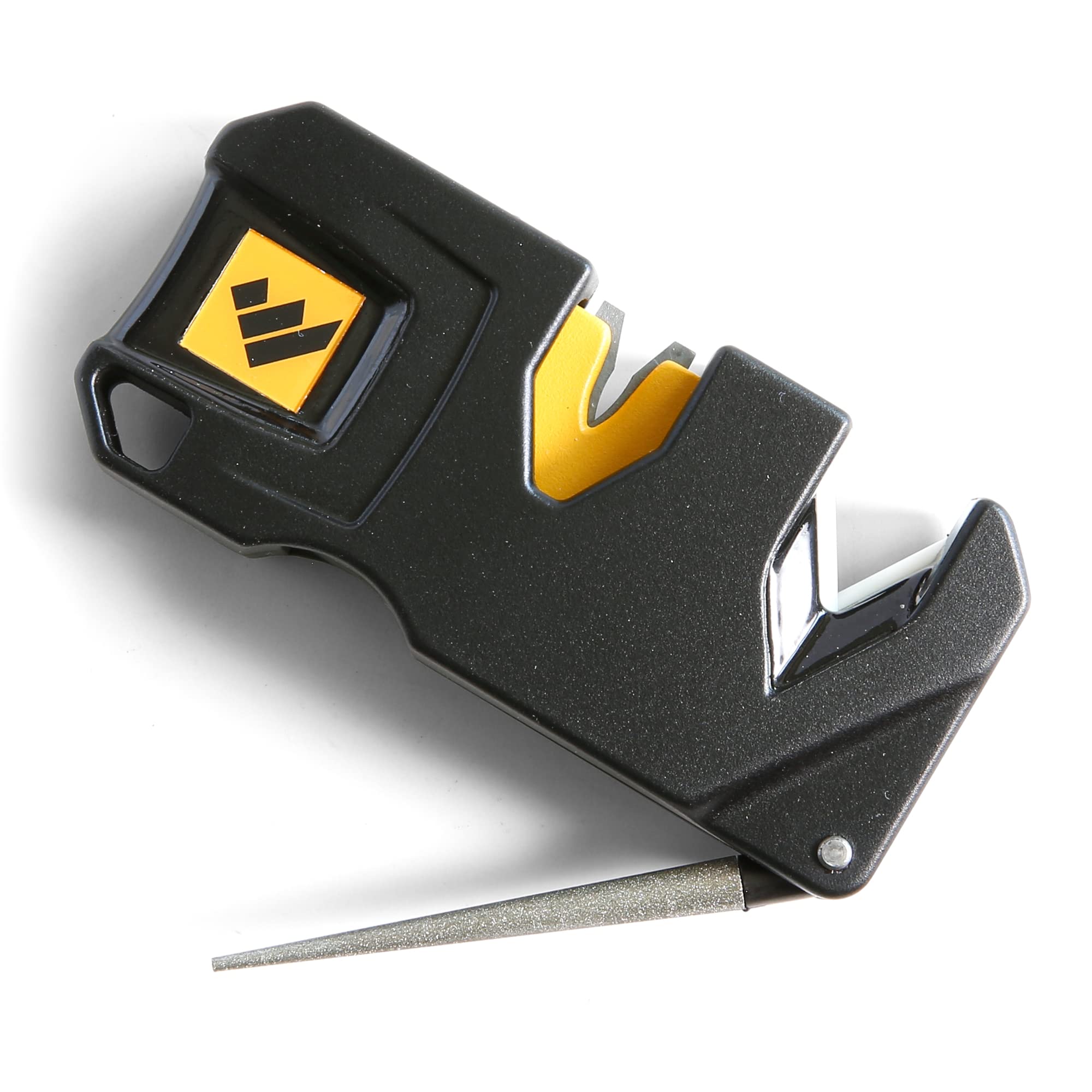 Work Sharp EDC Pivot Plus front view demonstrates a compact, travel-ready sharpener for knives.