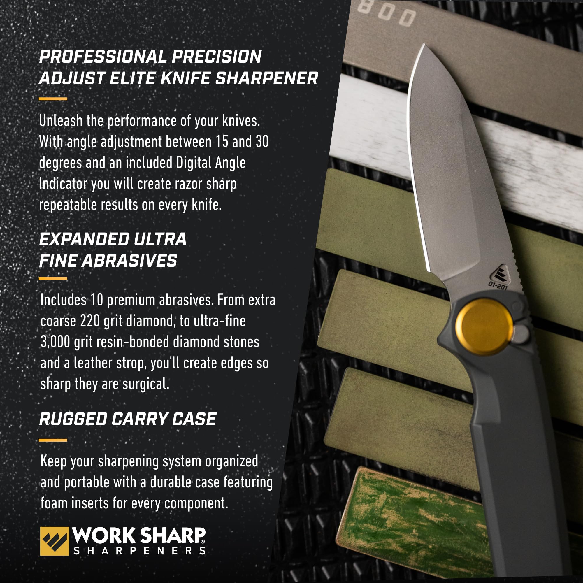 Ceramic plate and fine grit from Work Sharp for edge refinement.