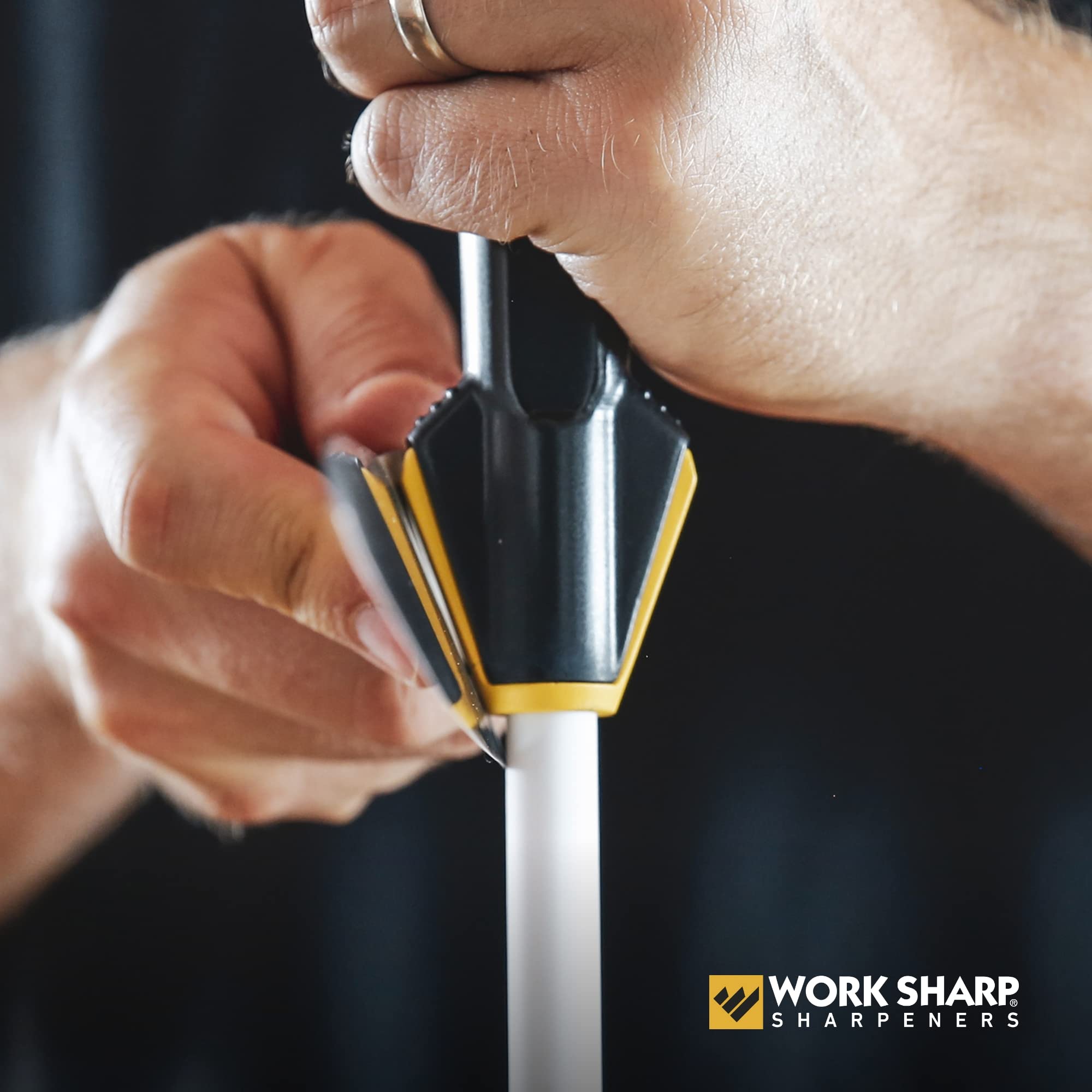 Work Sharp honing rod ready on the kitchen counter for quick use