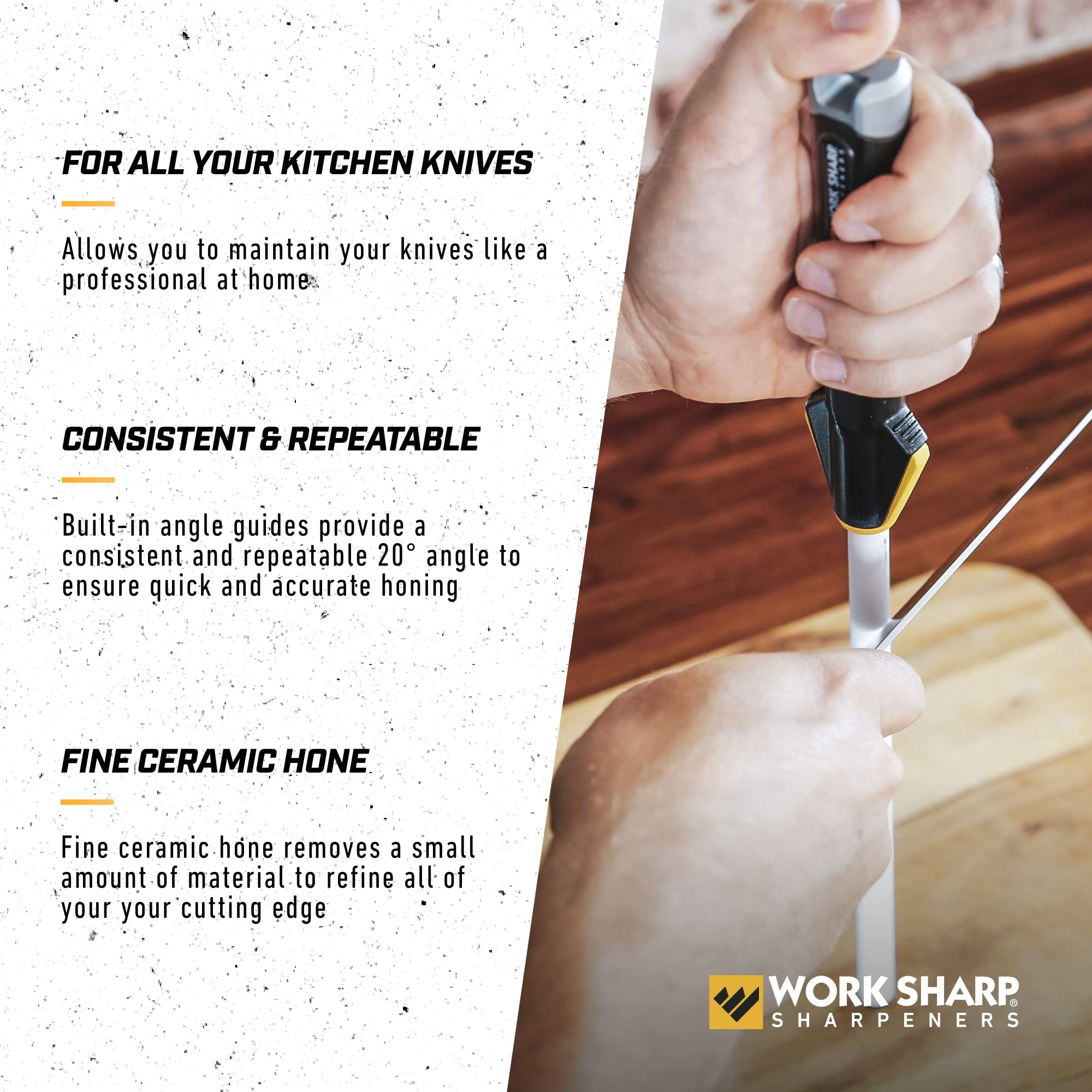 Work Sharp honing rod lanyard hole for easy hanging storage