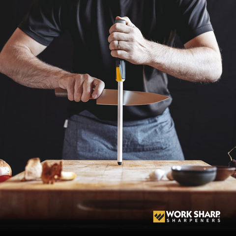 Work Sharp Kitchen Ceramic Honing Rod compatible with serrated blades for care