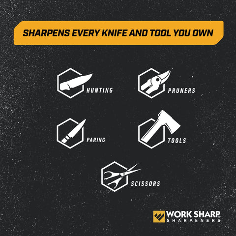 Work Sharp Pivot Pro convex-carbide surface creates durable edges quickly.
