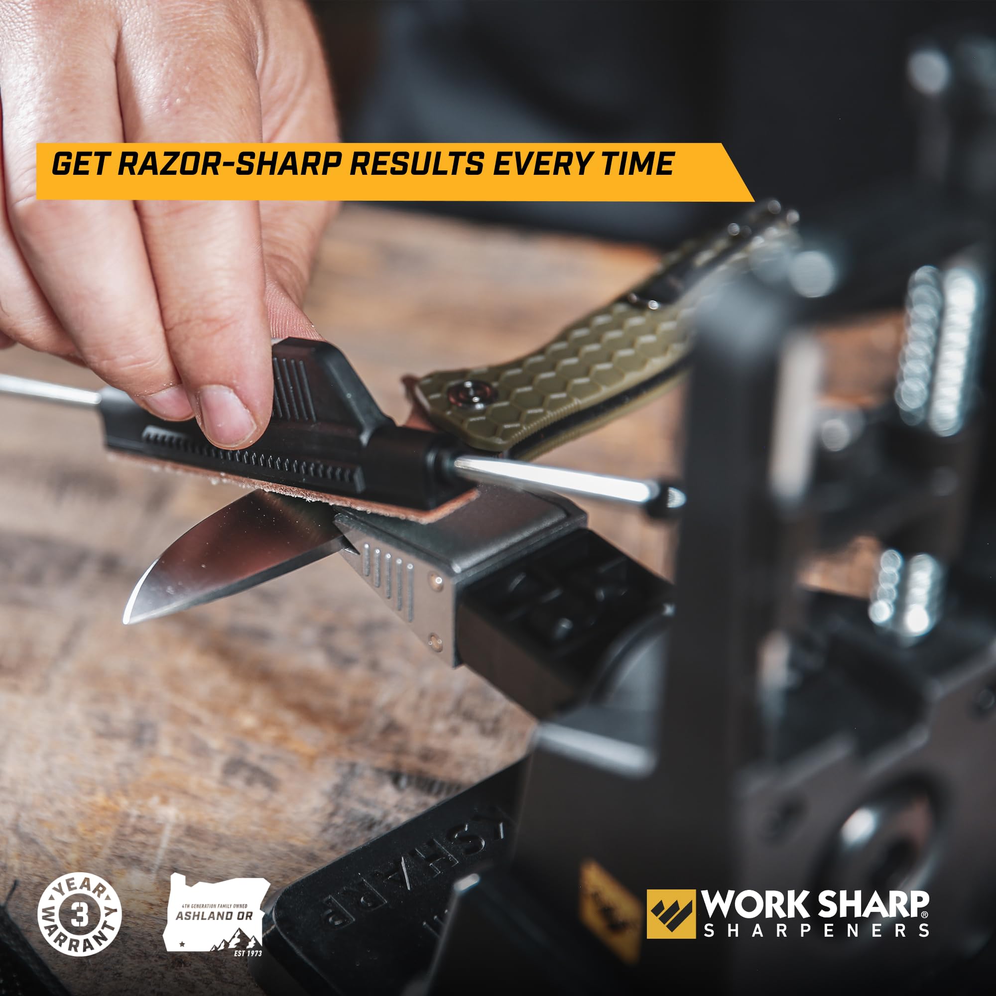 Work Sharp Precision Adjust Elite uses seven abrasives including diamonds and leather strop.