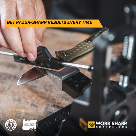 Work Sharp Precision Adjust Elite uses seven abrasives including diamonds and leather strop.