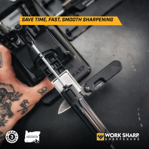 Work Sharp Precision Adjust Elite enables hunting knives with 15–30 degree edge.