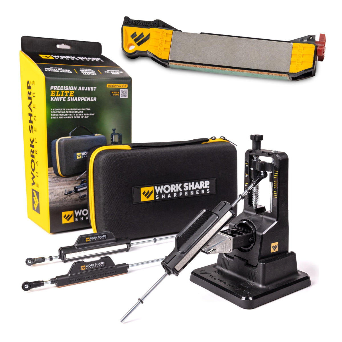 Work Sharp Precision Adjust Elite knife sharpener front view highlights precise angle control for clean edges