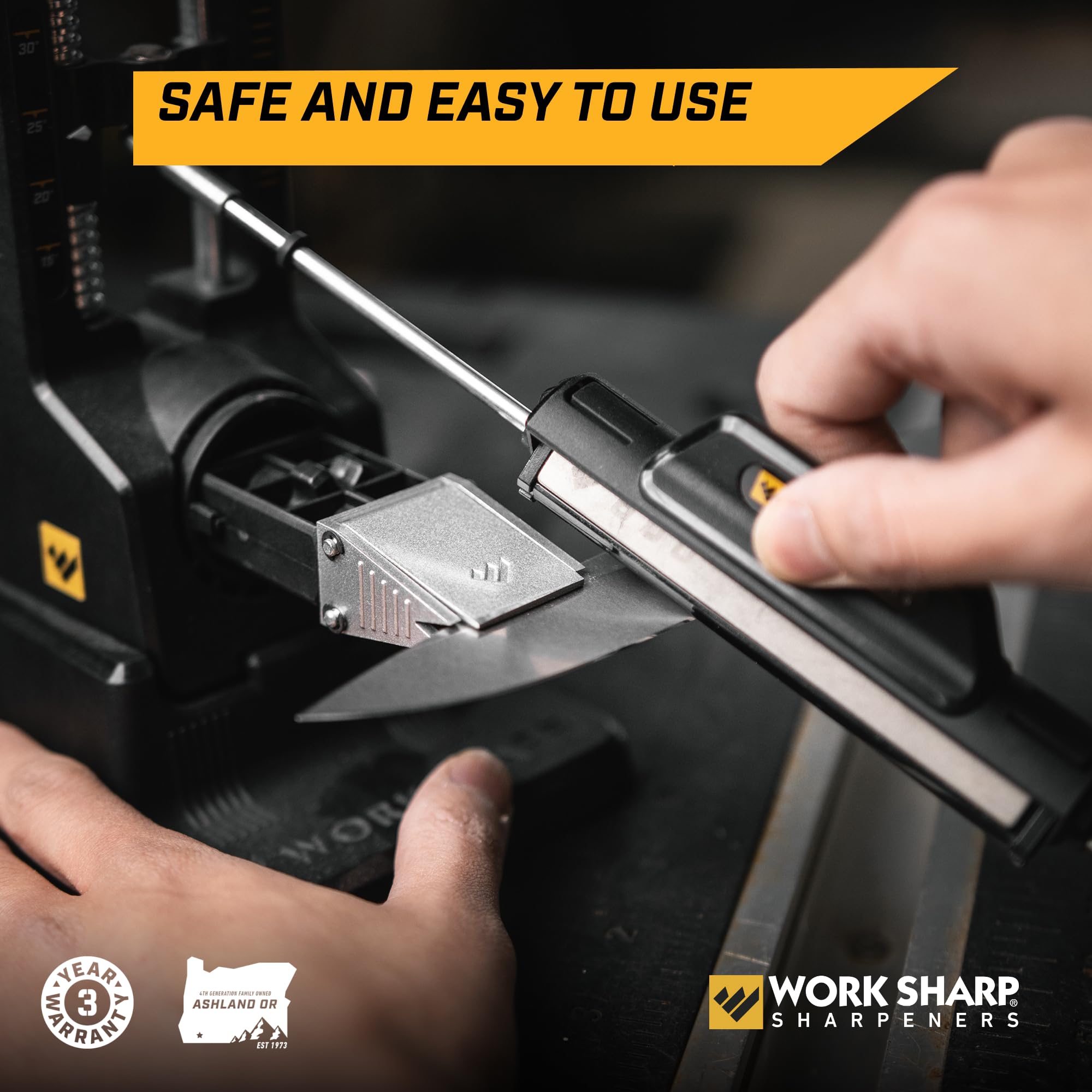 Work Sharp Precision Adjust Elite with Tri-Brasive system for quick grit changes.