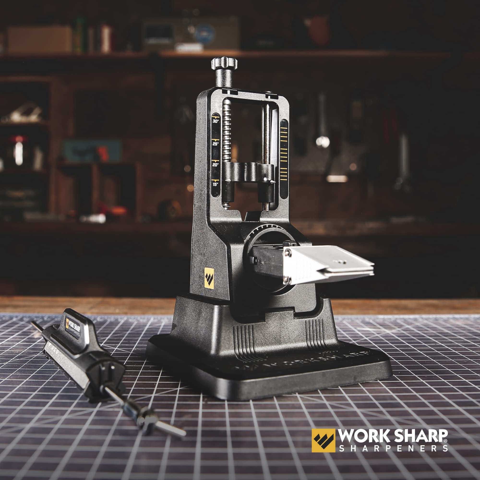 Tri-Brasive rod on Work Sharp sharpener with diamond and ceramic options