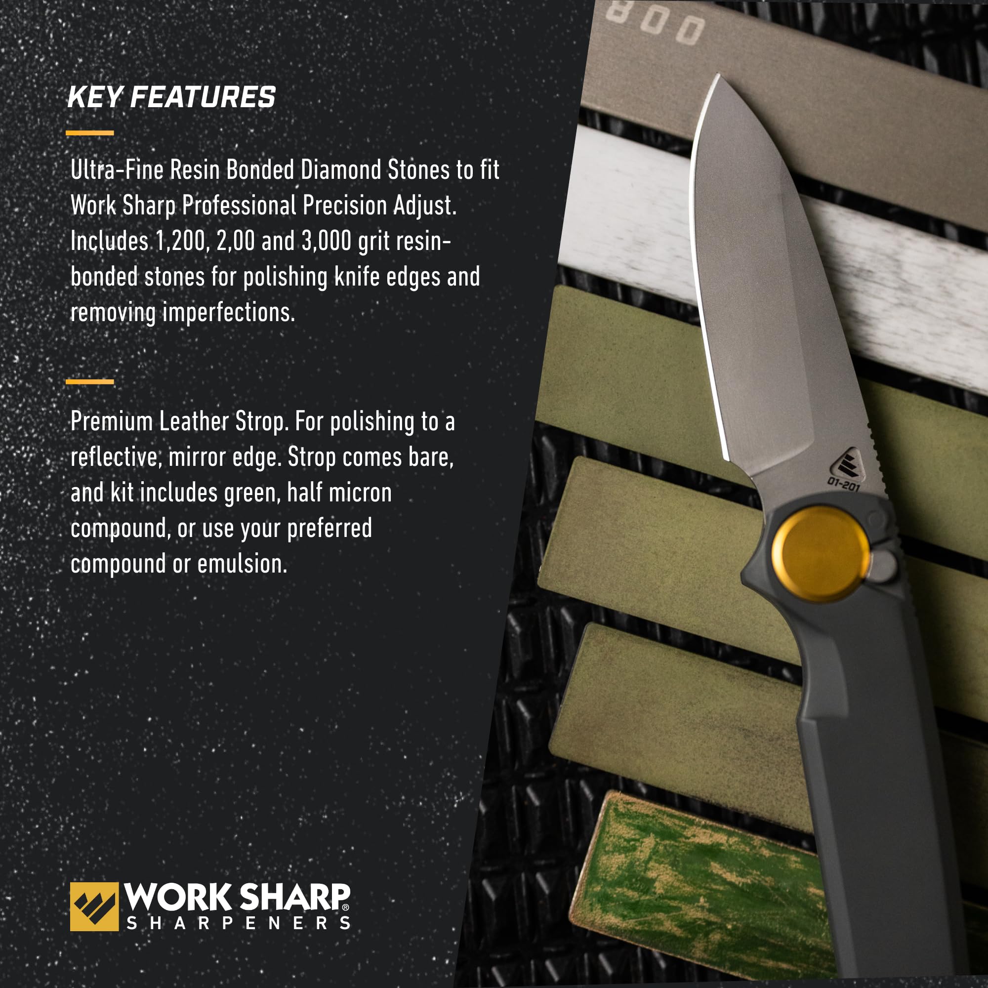 Work Sharp 2000 grit plate offers refined edge finishing.