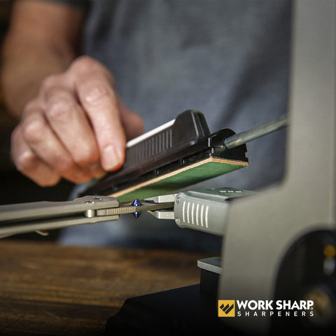 Work Sharp Professional used on hunting knife for field sharpening and reliability.