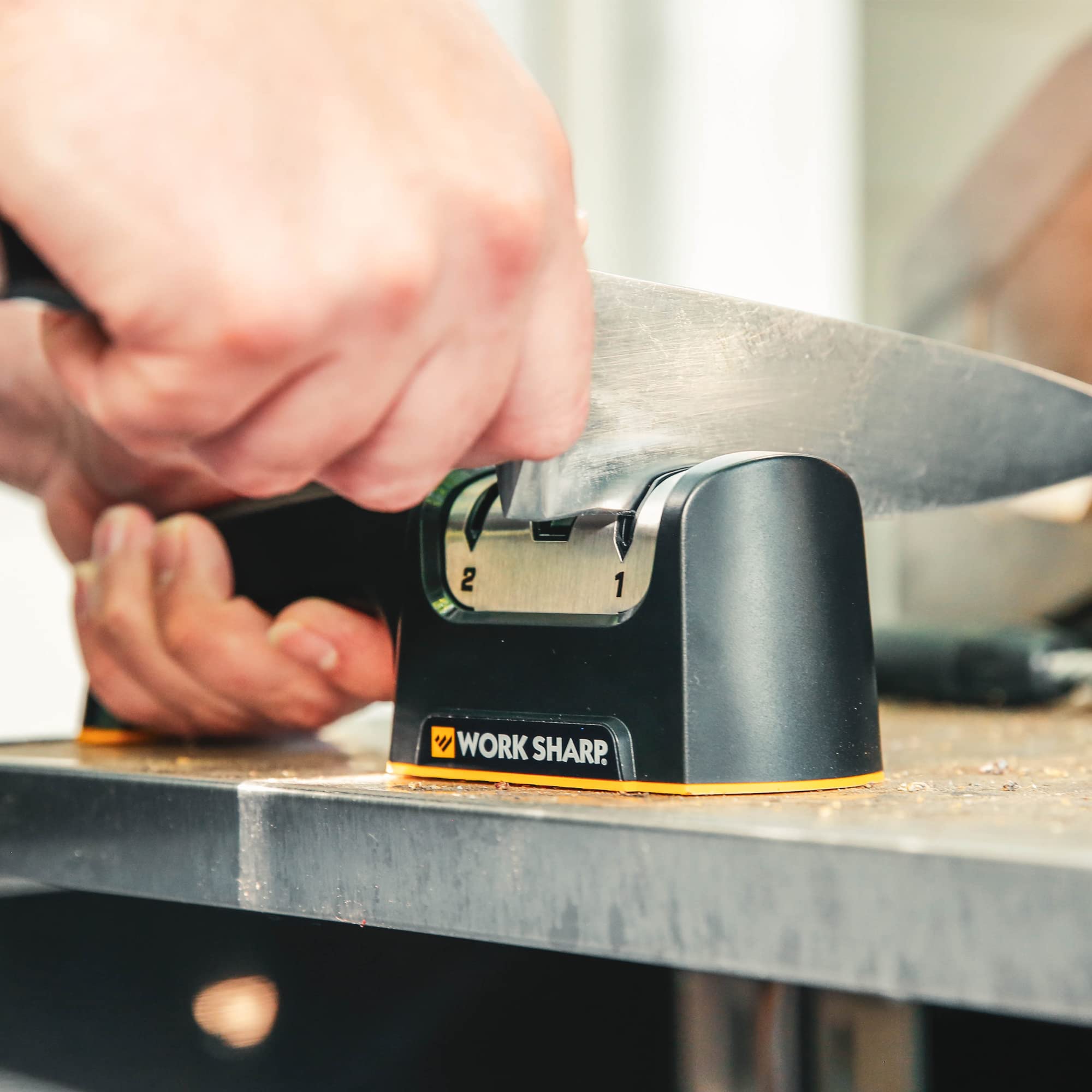 Work Sharp Pull Through Knife Sharpener compact in-drawer storage example